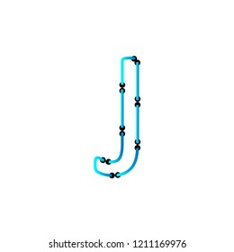 initial J letter , neon vector  blue light 