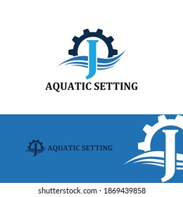 Initial J letter for swimming pools and aquatic venue repairing, setting and service company logo template 