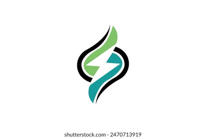 Initial J letter thunderbolt leaf circle or eco energy saver icon Leaf and thunderbolt icon concept for nature power electric logo