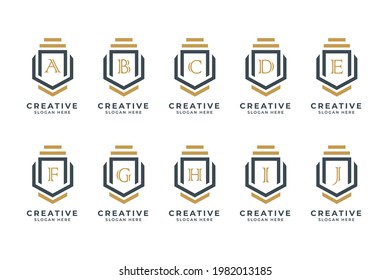 Initial A to J Letters Typography Alphabet Monogram Logo Template Set	