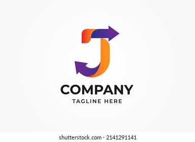 Initial J Logo, letter J with arrow combination, usable for logistic, finance and company logos, vector illustration