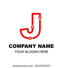 Initial J Logo. Modern J letter. Creative letter J monoline logo design vector template. Logotype for technology bussiness or tech club for research education