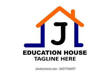 Initial J modern logo for education or course services. Education business branding logo concept vector illustration