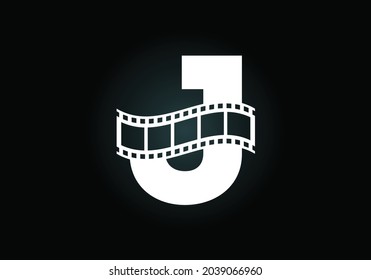 Initial J monogram alphabet incorporated with film reel. Video and movie logo concept. Font emblem. Logo for the entertainment business and company identity
