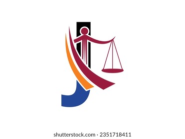 Alfabeto monograma J inicial con símbolo de signo de escala de ley. Abogado Y Justicia, Abogado, Legal, Law Office, Escala, Plantilla De Logo