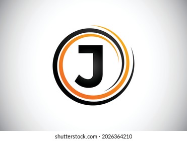 Initial J monogram alphabet in the spiral. Swirl spiral infinity logo design. Font emblem.  Modern vector logo for the business, and company identity