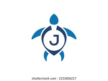 Initial J monogram alphabet with Turtle. turtle logo design vector template. Font emblem. Modern vector logo for business and company identity
