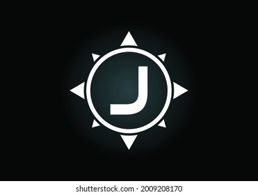 Initial J monogram letter alphabet in a compass. Font emblem. Compass logo sign symbol. Modern vector logo design for business and company identity.