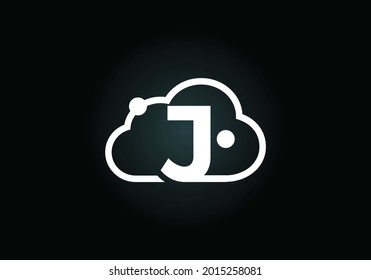 Initial J monogram letter alphabet with the cloud. Cloud computing provider service logo. Modern cloud technology vector logo design for business, and company identity.