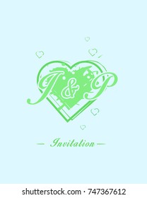 Initial J & P wedding invitation logo template vector