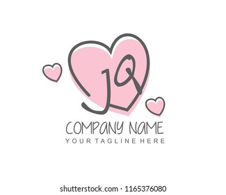 Initial J Q with love logo template vector