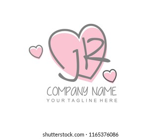 Initial J R with love logo template vector