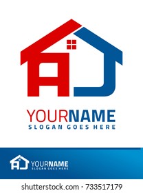 Initial A & J real estate logo template vector