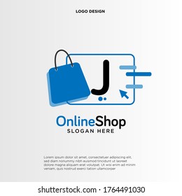Initial J Shop Logo designs Template. Illustration vector graphic of letter J and shop bag combination logo design concept. Perfect for Ecommerce,sale, discount or store web element. Company emblem