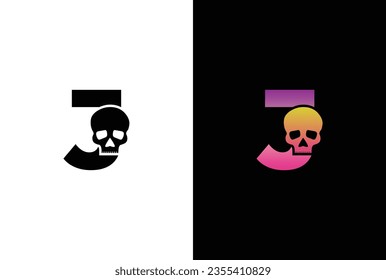 Initial J Skull Logo Design. Letter J Skull Logo or icon template design.