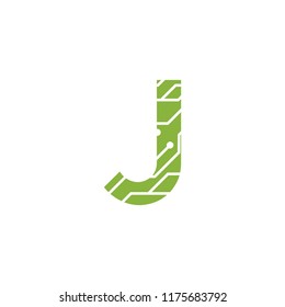 Initial J with technology logo concepts template vector