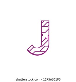 Initial J with technology logo concepts template vector