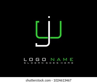Initial J & U minimalist logo template vector