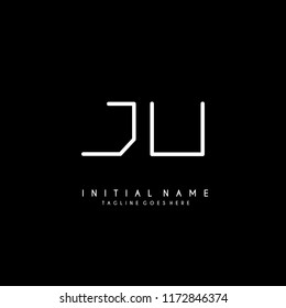 Initial J U minimalist modern logo identity vector