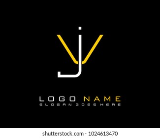 Initial J & V minimalist logo template vector