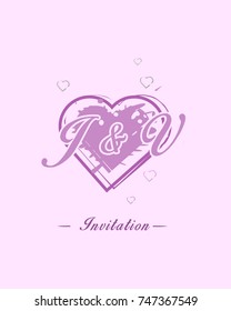 Initial J & V wedding invitation logo template vector