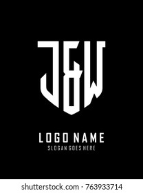 Initial J & W abstract shield logo template vector