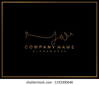 Initial J W handwriting logo template vector