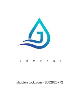 Initial J water logo design