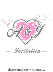 Initial A & J wedding invitation logo template vector