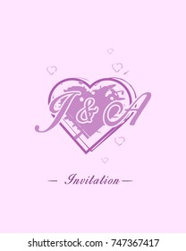 Initial J & A wedding invitation logo template vector