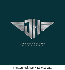 Initial J X wing logo template vector