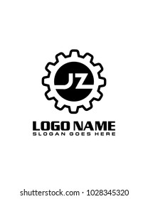 Initial J & Z gear logo template vector