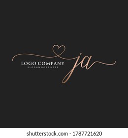 Monograma inicial de belleza JA y diseño elegante de logotipo, logotipo de escritura a mano de firma inicial, boda, moda, floral y botánica con plantilla creativa.