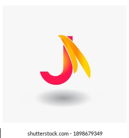 Idea inicial de JA, JI y J letra 3d sombra de logotipo Diseño de plantilla vectorial.