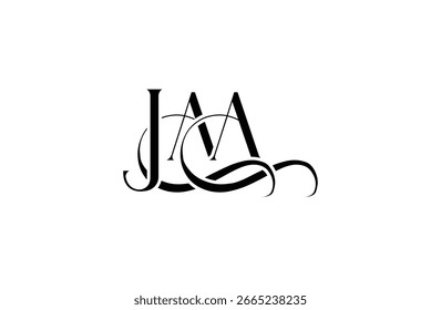 Diseño inicial del logotipo de la letra JAA. Diseño elegante del logotipo del monograma con los Elementos decorativos y la tipografía