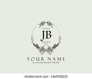 Initial JB beauty monogram and elegant logo design, handwriting logo of initial signature, wedding, fashion, floral and botanical with creative template.