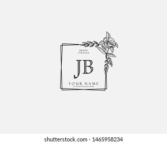Initial JB beauty monogram and elegant logo design, handwriting logo of initial signature, wedding, fashion, floral and botanical with creative template.