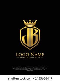 initial JB letter with shield style logo template vector