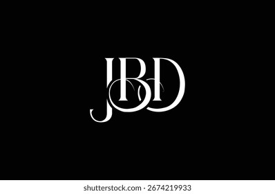 Diseño inicial del logotipo de la letra JBD. Diseño elegante del logotipo del monograma con los Elementos decorativos y la tipografía