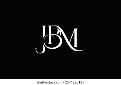 Diseño inicial del logotipo de la letra JBM. Diseño elegante del logotipo del monograma con los Elementos decorativos y la tipografía