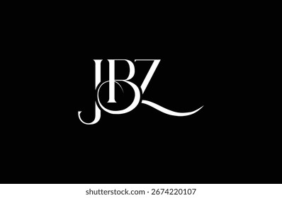 Diseño inicial del logotipo de la letra JBZ. Diseño elegante del logotipo del monograma con los Elementos decorativos y la tipografía