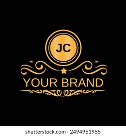 Diseño inicial del logotipo de la letra JC con el símbolo cuadrado creativo