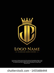 initial JC letter with shield style logo template vector