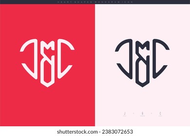 Anfangsbuchstaben von JC mit rotem Herzen und Logo-Monogramm-Logo-Konzept