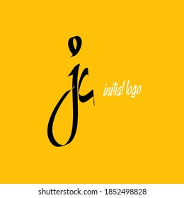 Initial jc logo handwriting vector