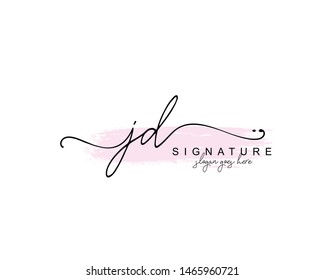 Initial JD beauty monogram and elegant logo design, handwriting logo of initial signature, wedding, fashion, floral and botanical with creative template.