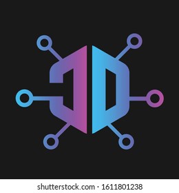 initial JD or DJ letter logo design