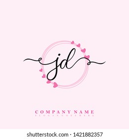 Initial JD handwriting beauty logo template vector