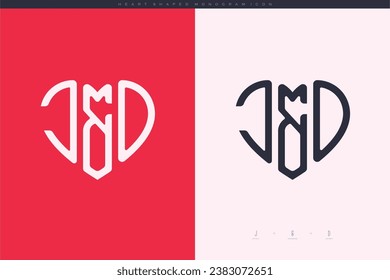 initial JD letters with red heart and love logo flat icon monogram concept