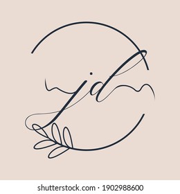 Initial JD logo Handwriting floral and botanical vector